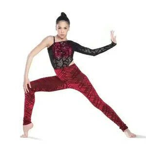 Revolution Fault Lines Dancewear One Piece Red/Black